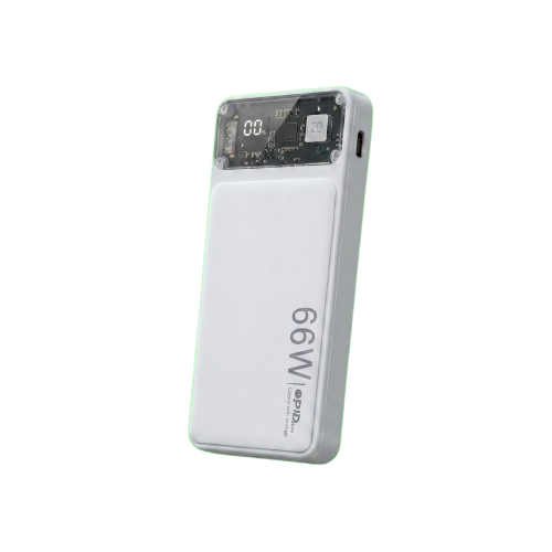 66W Transparent Digital Display Power Bank – 20,000mAh Ultra-Fast Charge